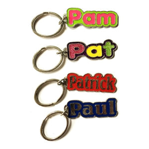Personalized Name Enamel Metal Keychain - Name Starting with "P" (2.25" x .75") Select Name - DollarFanatic.com