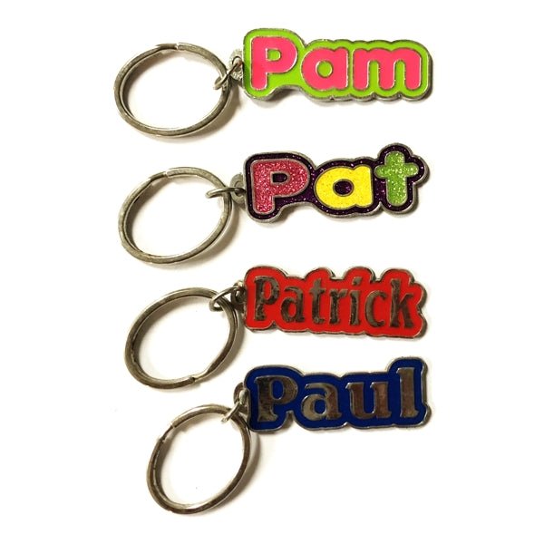 Personalized Name Enamel Metal Keychain - Name Starting with 