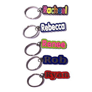 Personalized Name Enamel Metal Keychain - Name Starting with "R" (2.25" x .75") Select Name - DollarFanatic.com