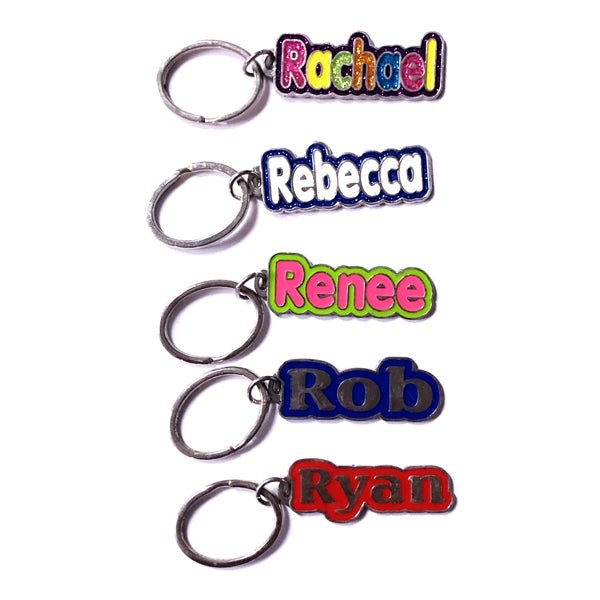 Personalized Name Enamel Metal Keychain - Name Starting with 