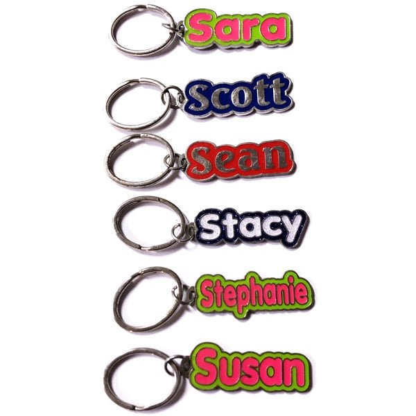 Personalized Name Enamel Metal Keychain - Name Starting with 