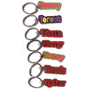 Personalized Name Enamel Metal Keychain - Name Starting with "T" (2.25" x .75") Select Name - DollarFanatic.com