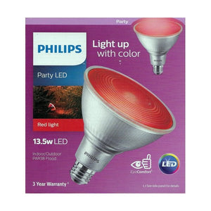 Philips 13.5 Watt LED Indoor/Outdoor PAR38 Flood LED Light Bulb - Red Party LED Light (1 Count) - DollarFanatic.com