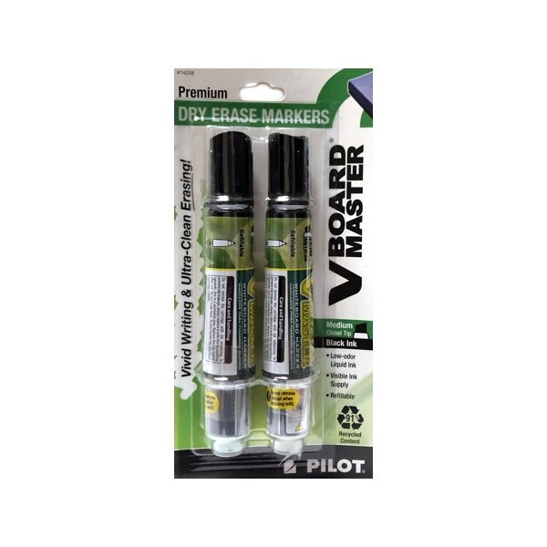 Pilot V Board Master Premium Refillable Dry Erase Markers - Black (2 Pack) - DollarFanatic.com