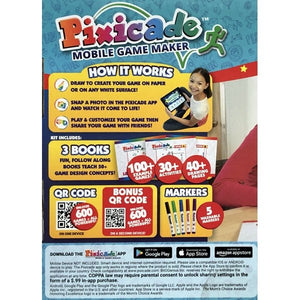 Pixicade Mobile Game Maker Art Kit & Storage Case (8-Piece Kit) Includes Markers and Activity Books - DollarFanatic.com
