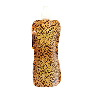 Pocket Bottles Water Bottle with Carabiner Clip & Cleaning Brush - Leopard Print (16.9 fl. oz.) Foldable, Reusable, BPA Free - DollarFanatic.com