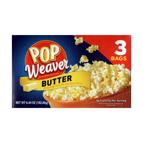 Pop Weaver Microwave Popcorn - Butter (3 Pack) - DollarFanatic.com