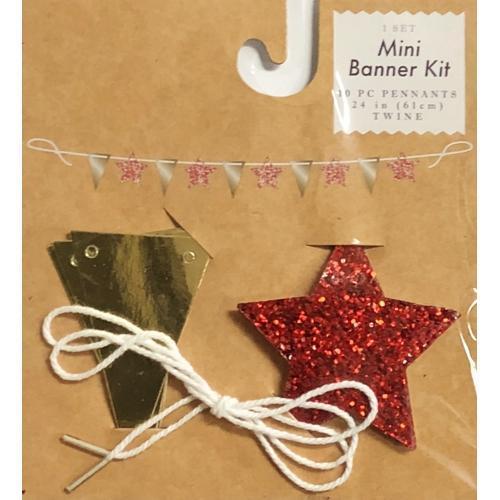 Red Glitter Star Mini Banner Kit (24