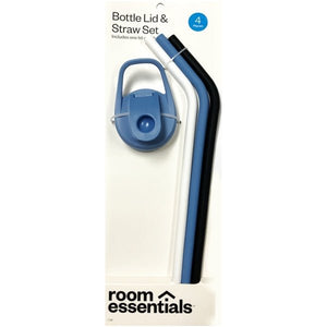 Room Essentials Bottle Lid with Carry Handle & 3 Jumbo Silicone Straws Set (Select Color) - DollarFanatic.com