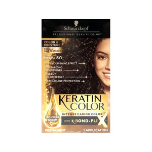 Schwarzkopf Keratin Color Intense Caring Color Permanent Hair Color Kit (5.0 Dark Brown) For All Hair Textures - DollarFanatic.com