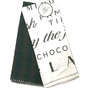 Ski Cabin Rules... Cotton Kitchen Dish Towels - 15" x 25" (2 Count) Print/Plaid Color Design - DollarFanatic.com
