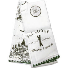 Ski Lodge... Cotton Kitchen Dish Towels - 15" x 25" (2 Count) Black & White Print Designs - DollarFanatic.com