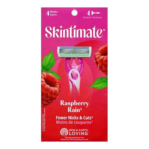 Skintimate Raspberry Rain Scented 4-Blade Disposable Razors (4 Count) - DollarFanatic.com