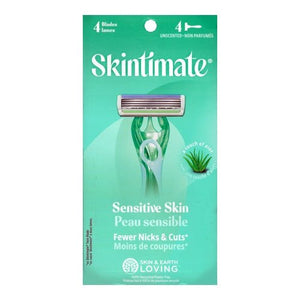 Skintimate Sensitive Skin 4-Blade Disposable Razors - Unscented (4 Count) - DollarFanatic.com