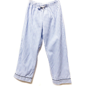 Sleepwear Kids Gingham Print Pajama Set - Blue/White/Navy Trim (Select Size) Flame Resistant - DollarFanatic.com