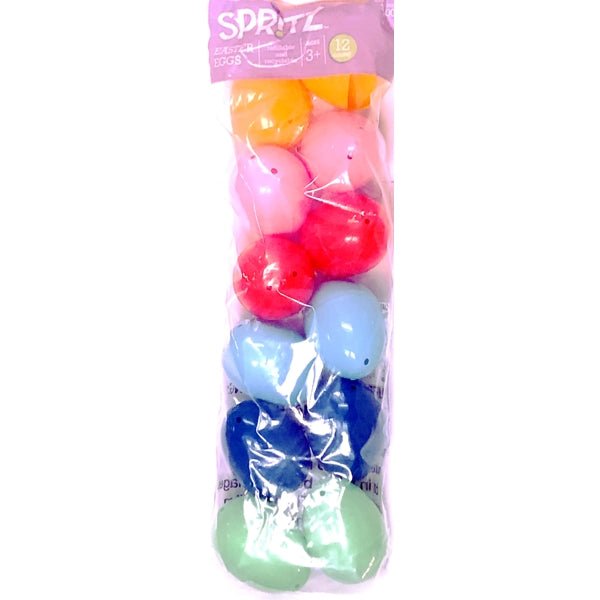 Spritz Plastic Fillable Easter Eggs - Colors of Rainbow (12 Count) Recyclable, Reusable - DollarFanatic.com