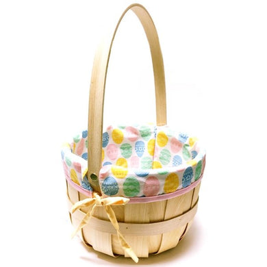 Spritz Wood Basket with Handle and Colorful Easter Egg Print Liner (9