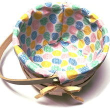 Spritz Wood Basket with Handle and Colorful Easter Egg Print Liner (9" x 6") - DollarFanatic.com