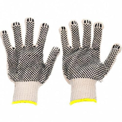 String Knit Working Gloves with Double-Sided PVC Dots (Size X-Small) - DollarFanatic.com