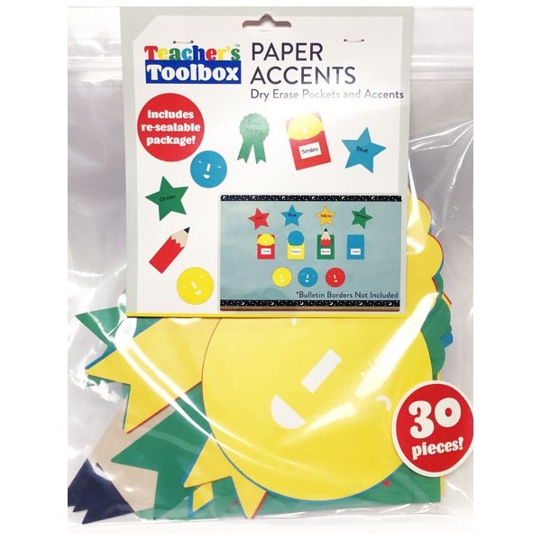 Teacher's Toolbox Dry Erase Pockets and Paper Accents Set (30 Pieces) - DollarFanatic.com