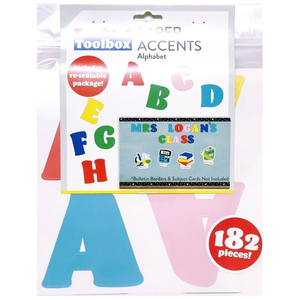 Teacher's Toolbox Paper Accents Set - Alphabet Letters, Numbers and Punctuation (182 Pieces) - DollarFanatic.com