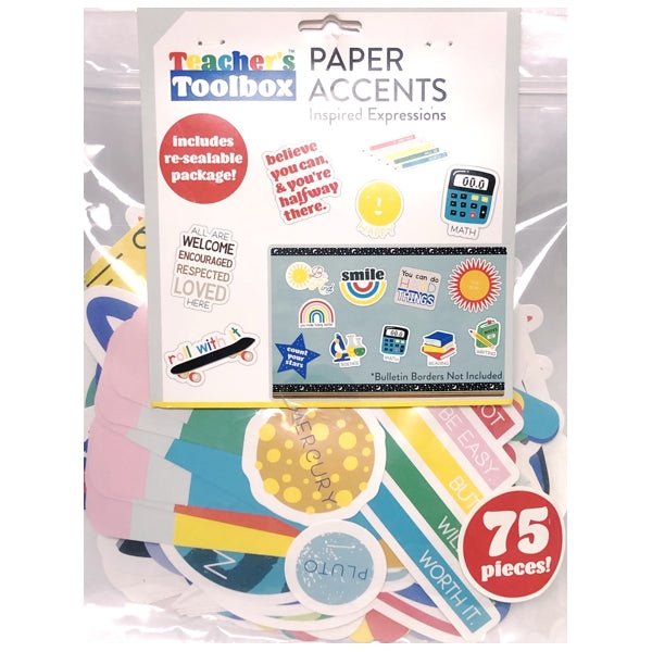 Teacher's Toolbox Paper Accents Set - Positive Inspired Expressions (75 Pieces) - DollarFanatic.com