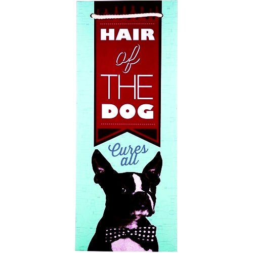 True Bottle Gift Bag - Cakewalk Hair of the Dog Cures All Boston Terrier Dog (14" x 5.25" x 5.25") Fits one 750 ml Bottle - DollarFanatic.com