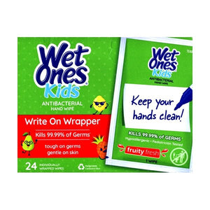 Wet Ones Kids Antibacterial Hand Wipes - Fruity Fresh (24 Pack) Individually Wrapped, Hypoallergenic, Kills 99.99% of Germs - DollarFanatic.com