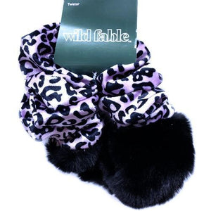Wild Fable Jumbo Furry/Leopard Print Twister Scrunchie - Lavender/Black (1 Pack) - DollarFanatic.com