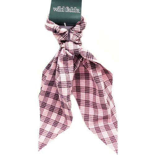 Wild Fable Long Plaid Scarf Tail Twister Scrunchie - Pink/Black (1 Pack) - DollarFanatic.com