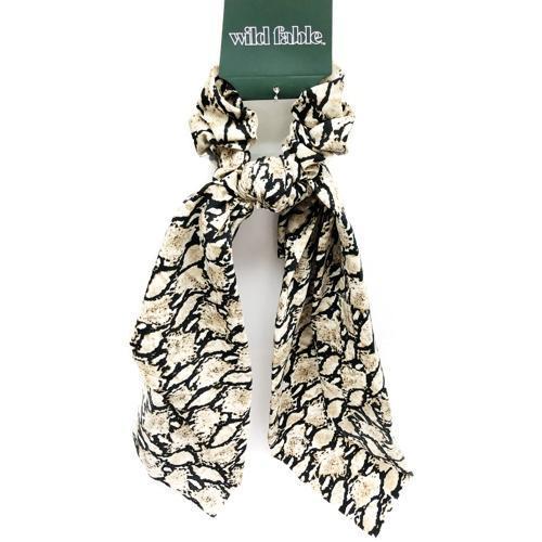 Wild Fable Long Snake Skin Scarf Tail Twister Scrunchie - Tan/Black (1 Pack) - DollarFanatic.com