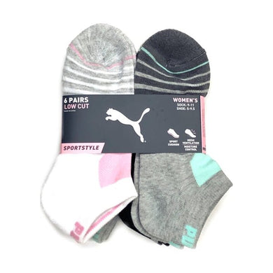 Women's Sport Style Low Cut Ankle Socks - Assorted Color Stripes (6 Pack) Shoe Size 5-10 - DollarFanatic.com