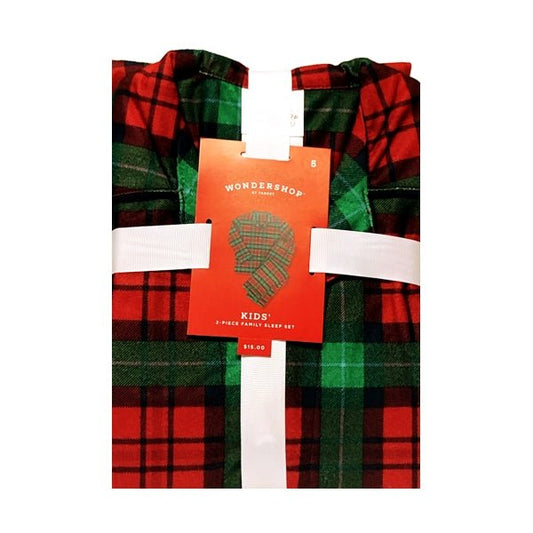 Wondershop Kids Flannel Pajama Set - Red/Green Tartan (Size 5) Flame Resistant Fabric - DollarFanatic.com